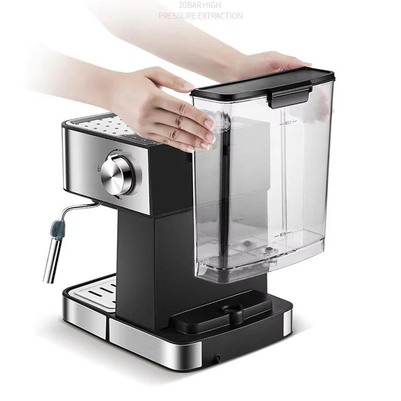 Small Home Office Italian Espresso Semi-Automatic Coffee Machine with Integrated Milk Frother Electric Power Source