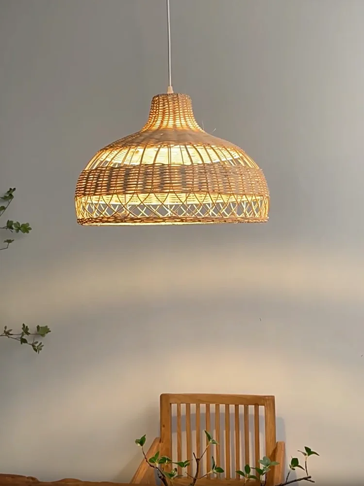 

Handmade Rattan Bamboo Wooden Chandelier American Design Living Dining Room Lamp Country Seaside Wabi Sabi Decor Pendant Lights