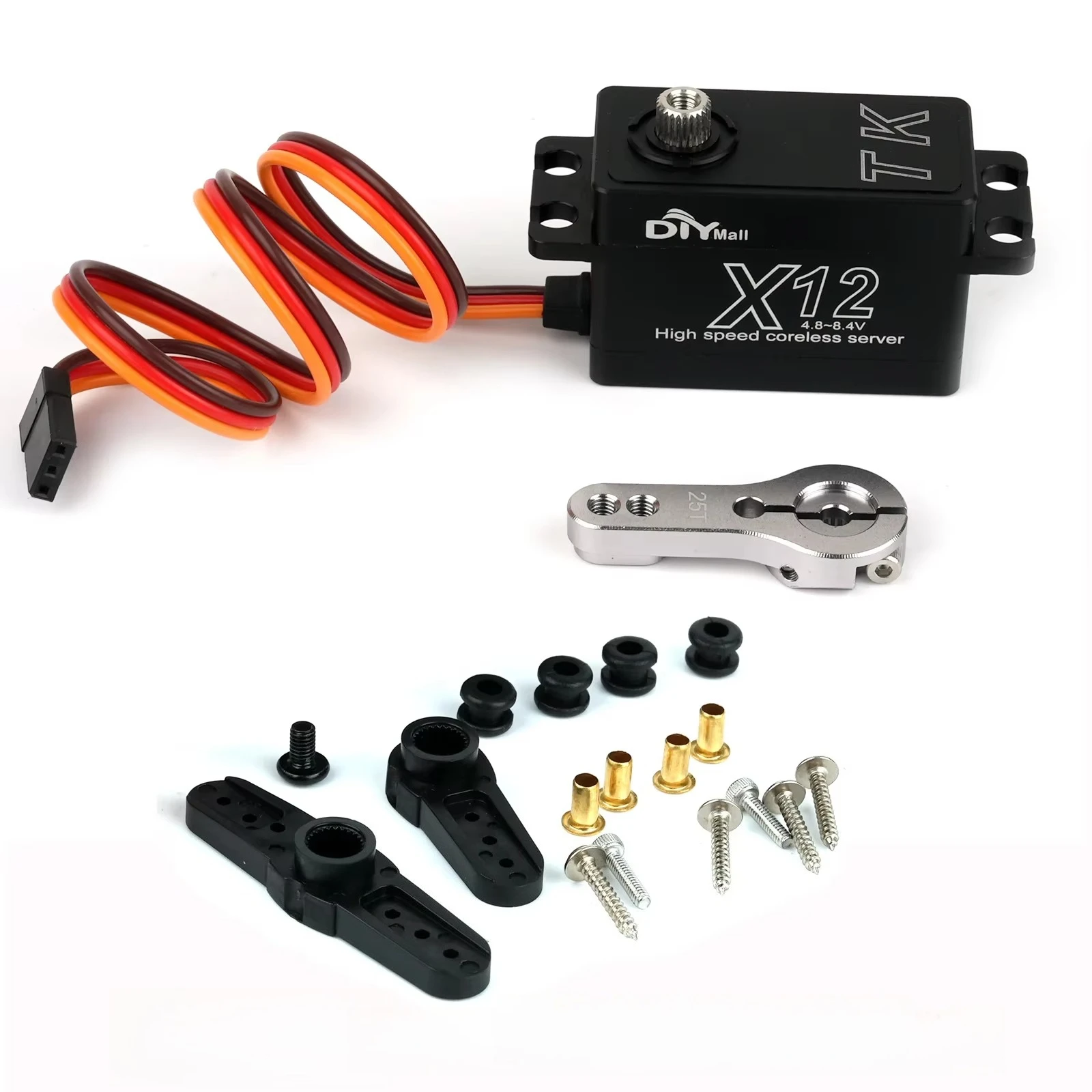 X12 12KG Coreless Digital Servo Short Body 25T Steel Gear High Speed Waterproof for 1/8 1/10 RC Car Truck Crawler Competition
