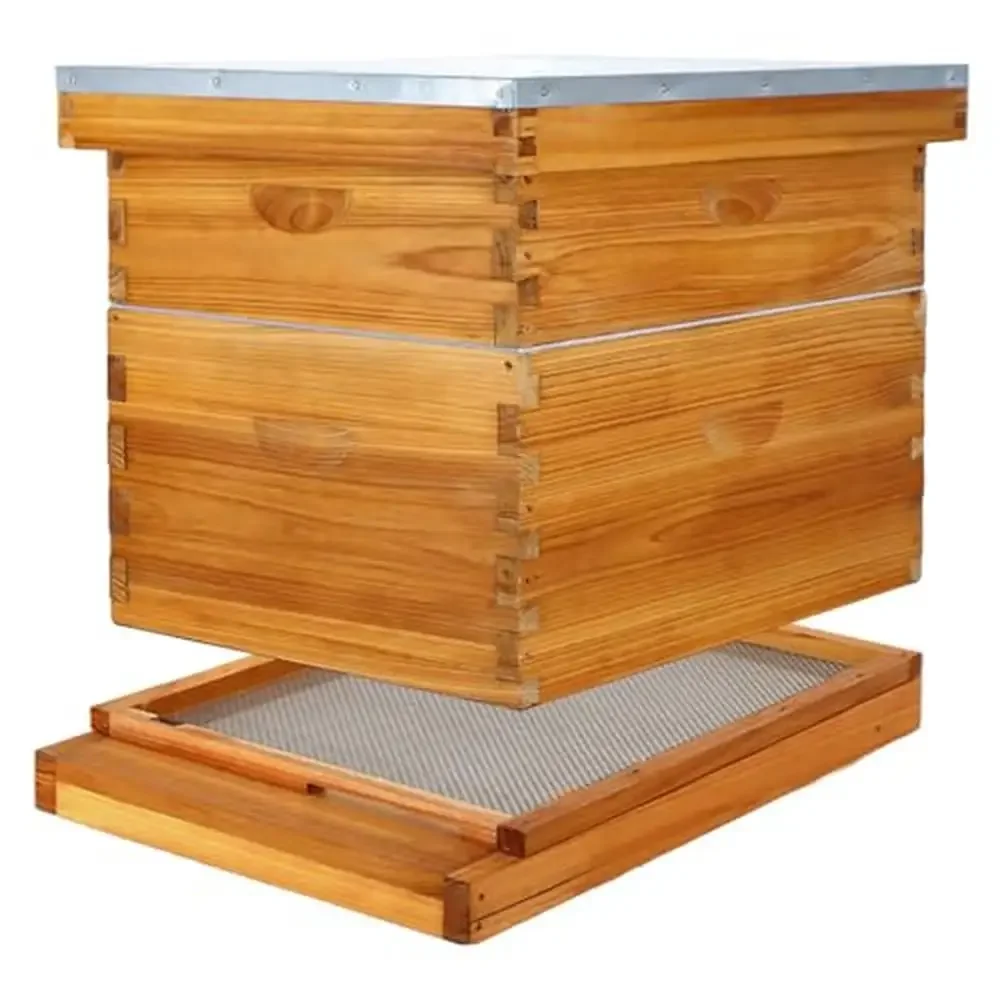 Beehive Kit Screened Bottom Board 100% Beeswax Coated Boxes Langstroth Complete Starter Set Keekeepers Langstroth Hive Frames