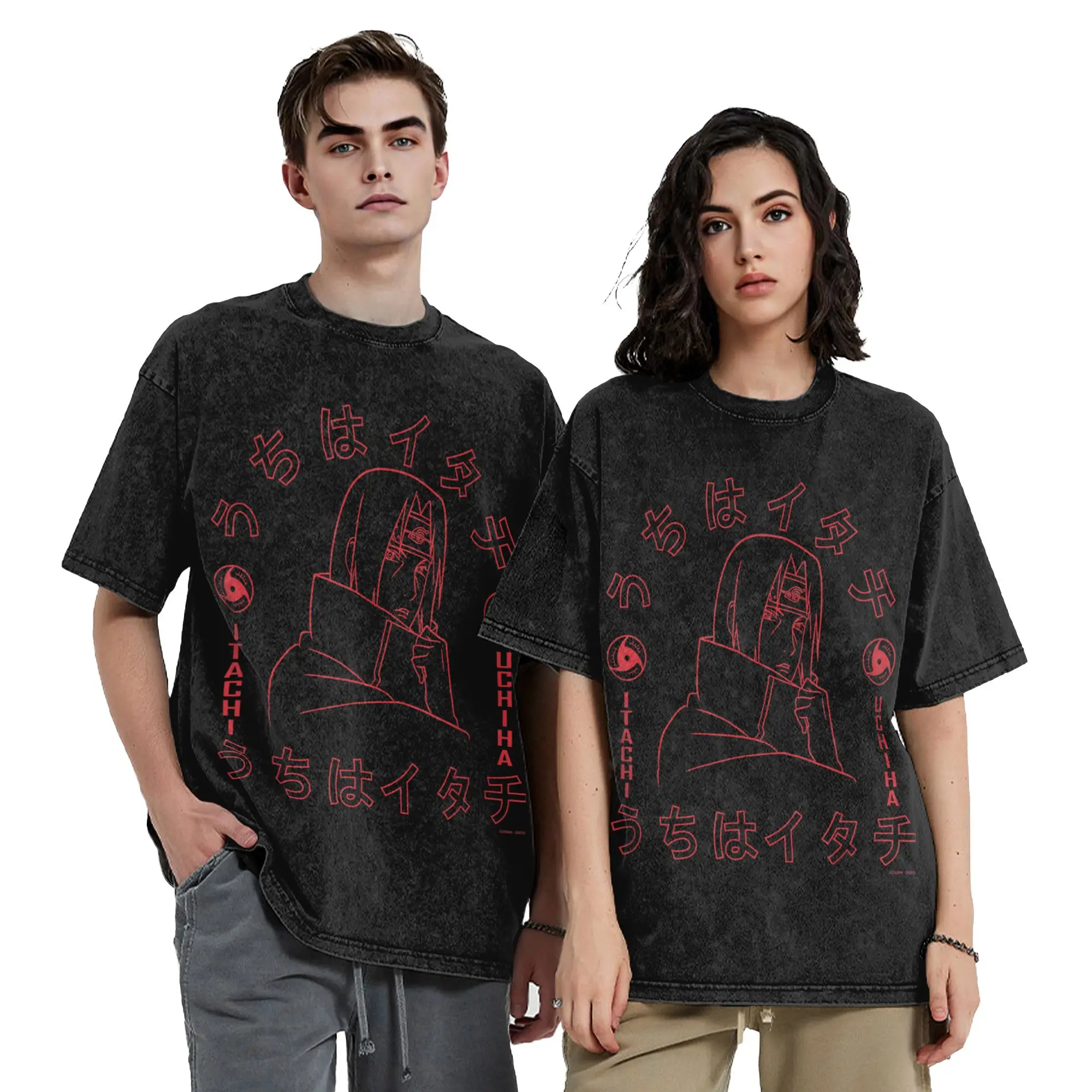Shippuden Itachi of the Sharingan Narutoes  T Shirts Hip Hop Washed 100% Cotton Street T-Shirts Men  Tops Streetwear Tops Tees