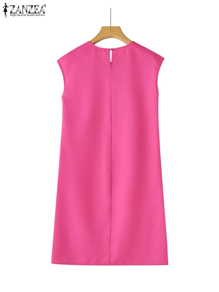 ZANZEA 2025 فستان نسائي صيفي عتيق بأكمام قصيرة فستان صيفي برقبة دائرية مطبوع عليه زهور فستان فضفاض غير رسمي بطول الركبة