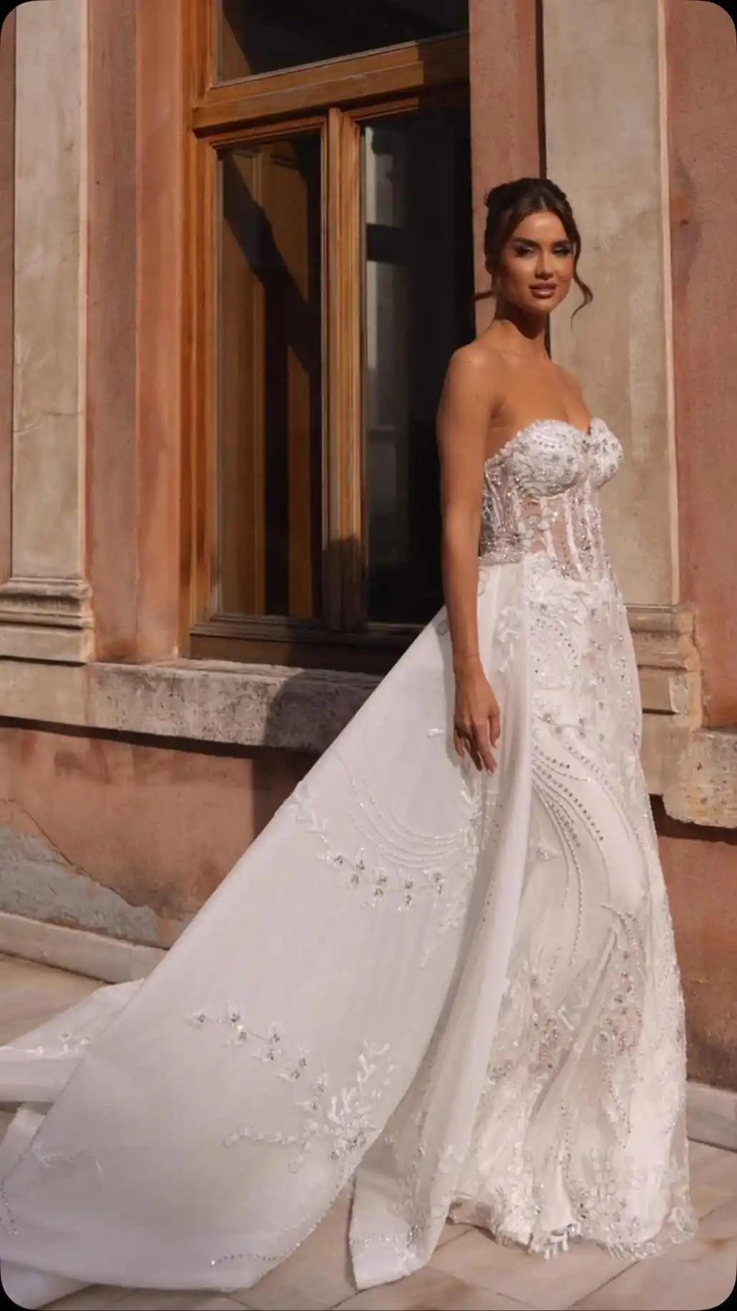 Vintage Kristall Schatz Brautkleid Sexy Ärmellose Spitze Brautkleid Mit Abnehmbarer Schleppe Angepasst vestidos de novia