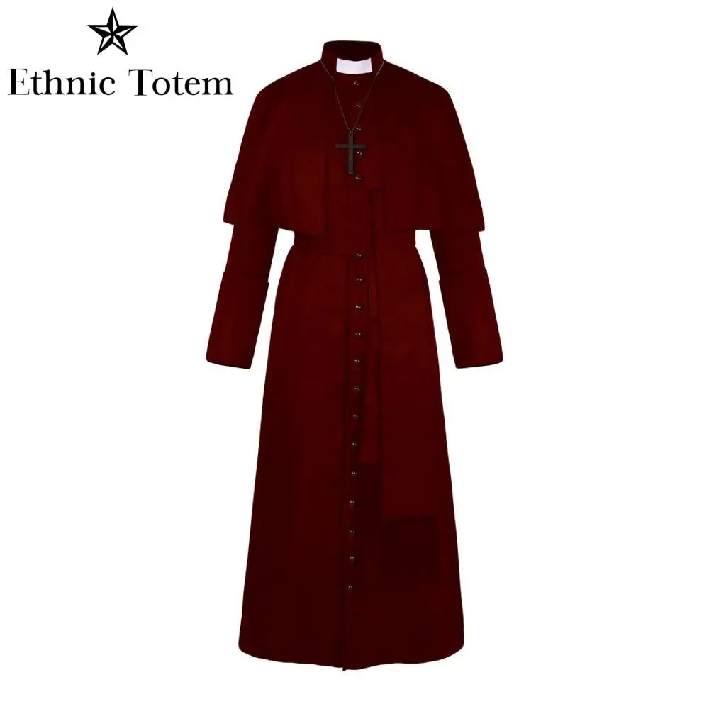 Bata de uniforme de sacerdote Medieval Vintage para hombres, capa de papa Pastor, traje de Cosplay, traje de monje renacentista, conjuntos de clero,