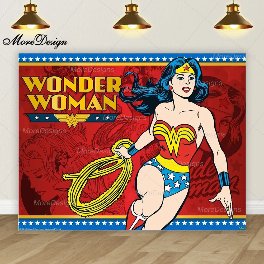 Dc Wonder Woman Photo Backdrop Girls Birthday Party Heroine City Knight Vinyl Polyester Fabric Photography Background Banner