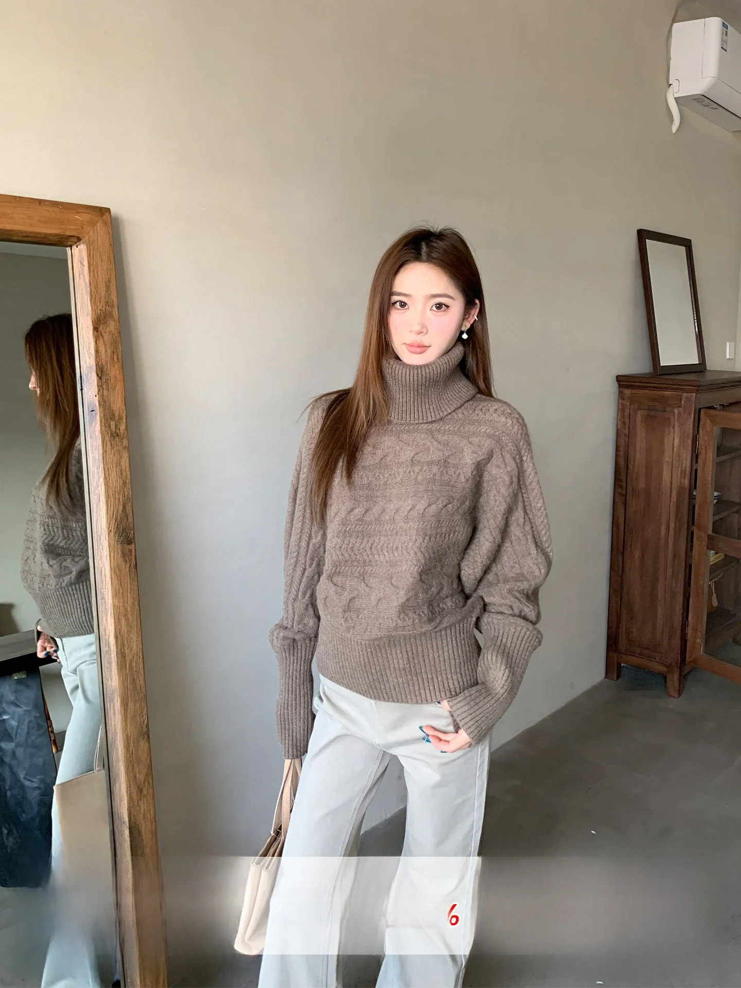 

Женский зимний модный вязаный свитер Orange Tree с высоким воротом, с отстегивающимся шарфом, из крученой пряжи, с длинными рукавами, для многослойного ношения