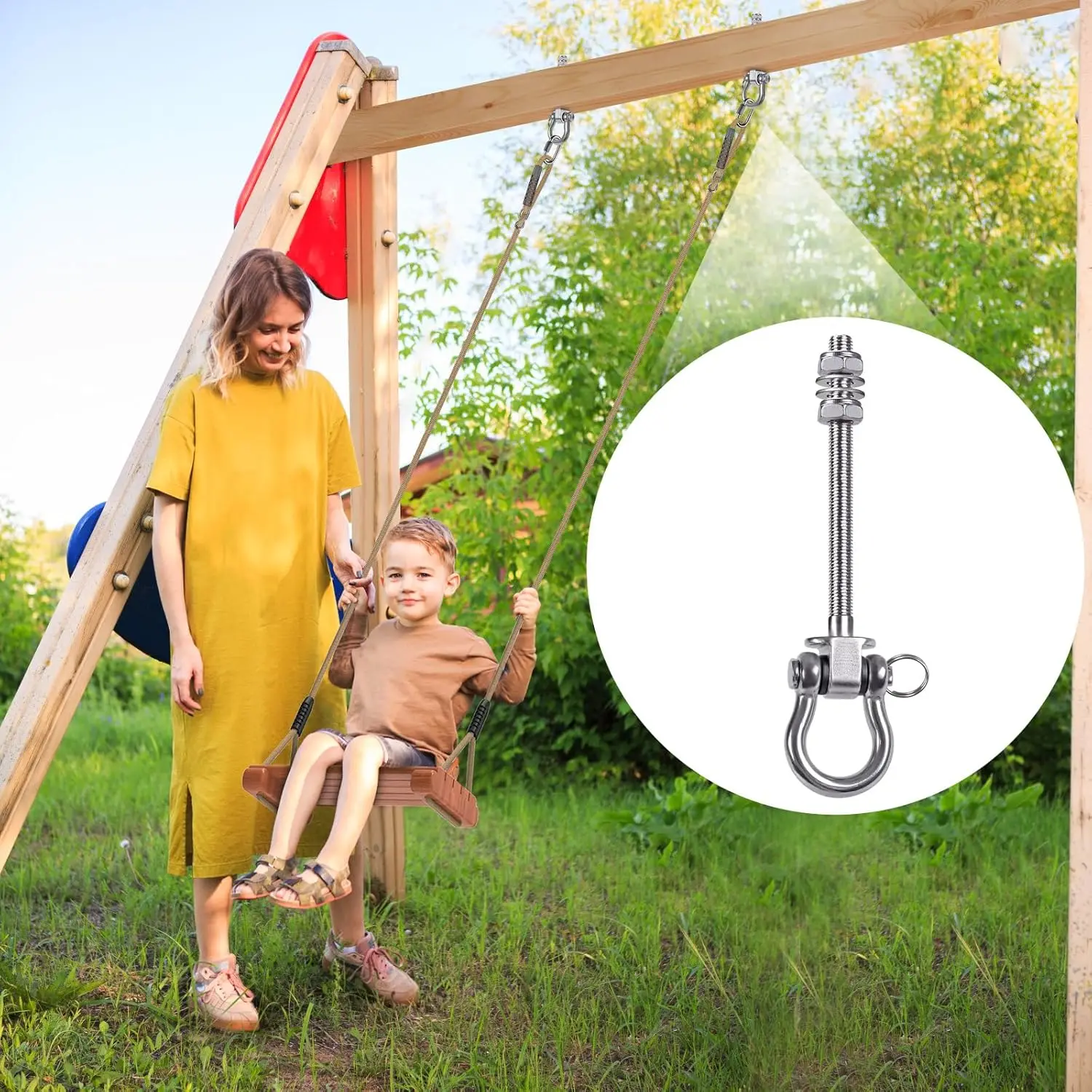Useful Heavy Duty Swing Hook Threaded Shaft Stainless Steel Hammock Hook Easy Installation Sandbag Hook Yoga Gym