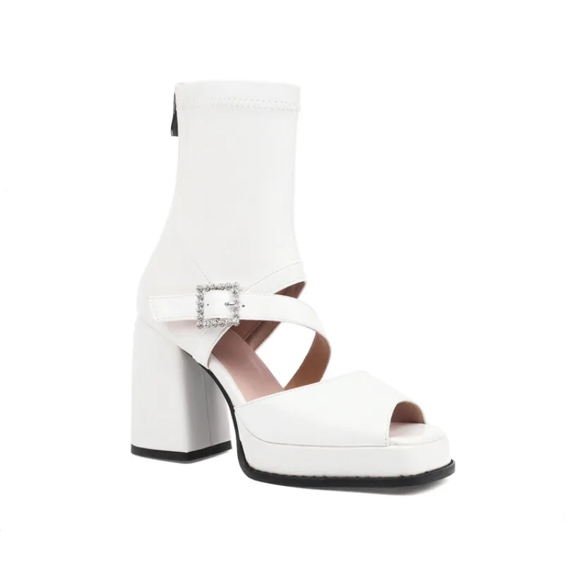 Design Women Gladialtor Sandals Peep Toe Square heel Zipper Belt Buckle Platform Summer Female Fashion Shoes Plus Size 41 42 43 view 5