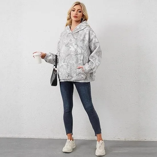 سترة نسائية فضفاضة غير رسمية لخريف وشتاء 2025 بغطاء للرأس مطبوعة شخصية جديدة من أوروبا وأمريكا