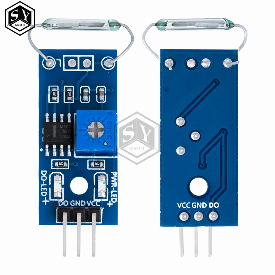 Reed-Modul Magnetschalter 4x Reed-Schalter Modul Magnetkontakt – Normalerweise Offen, LM393 Komparator, 3,3–5 V, Für Arduino & Magnetfeldsensoren