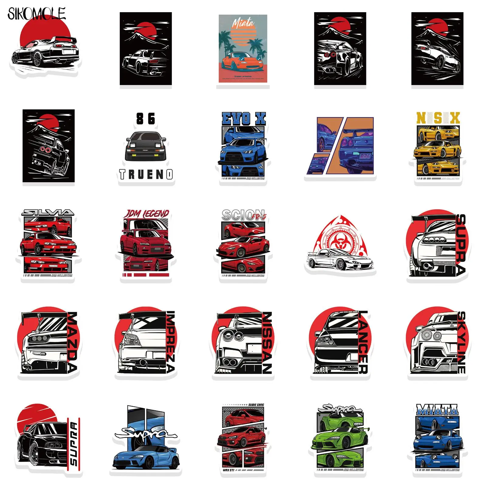 10/30/50PCS JDM Japan Retrofit Racing Car Stickers DIY Toys Luggage Skateboard Diary Laptop Decals Pegatinas Graffiti Sticker F5