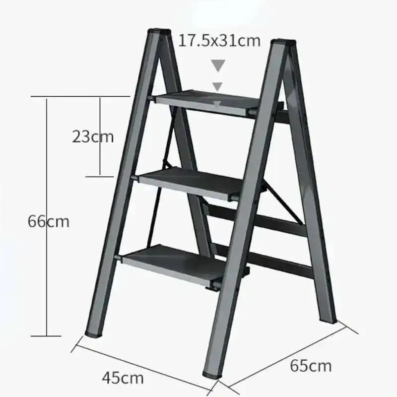 Ladder Aluminum Alloy High Stools Folding Multifunctional Kitchen Load-bearing 300kg Step Ladder Chair Widen 3 Step Ladder