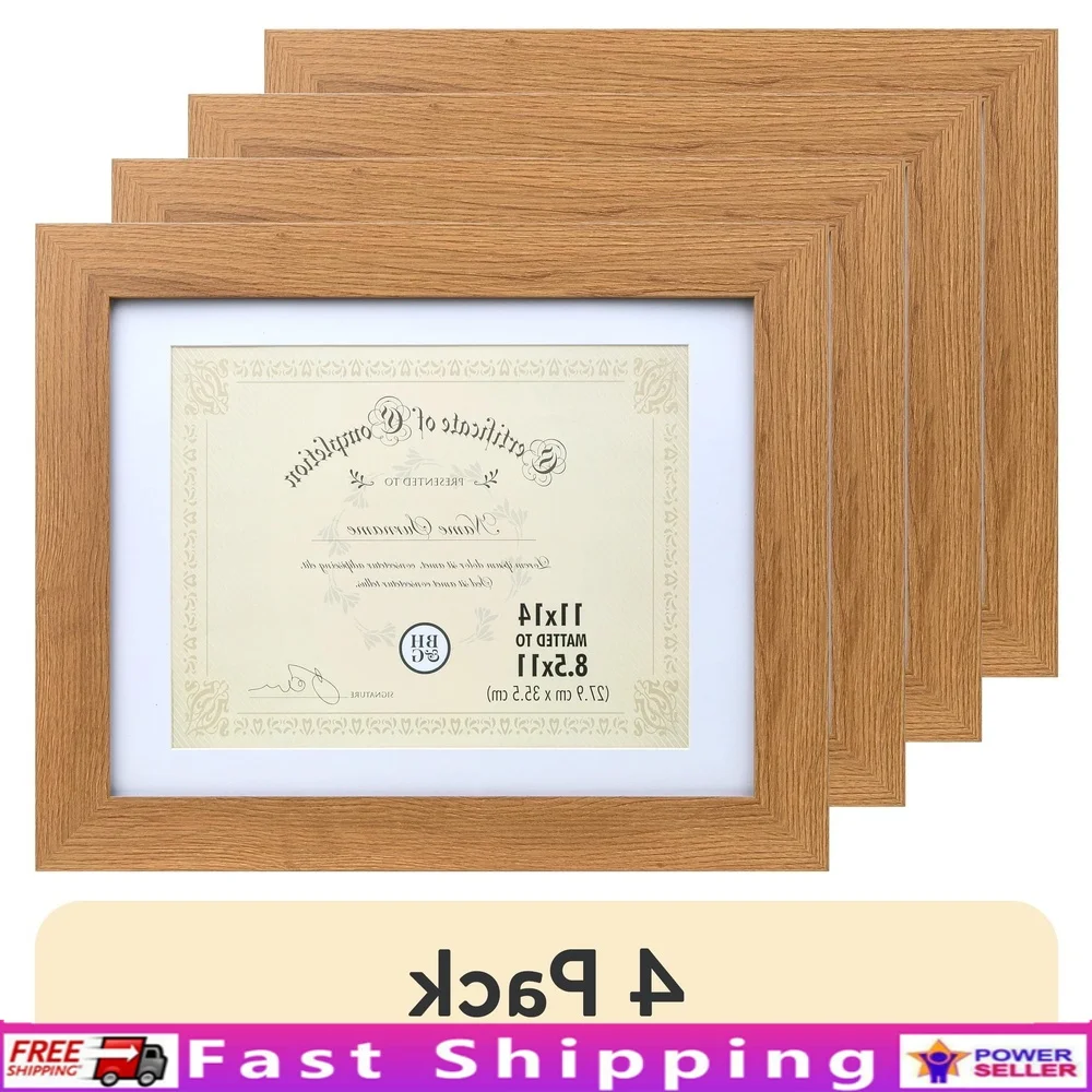 

4 Pack Rectangular Wood Document Frame Certificates Diplomas Awards Easy to Hang Home Office Display