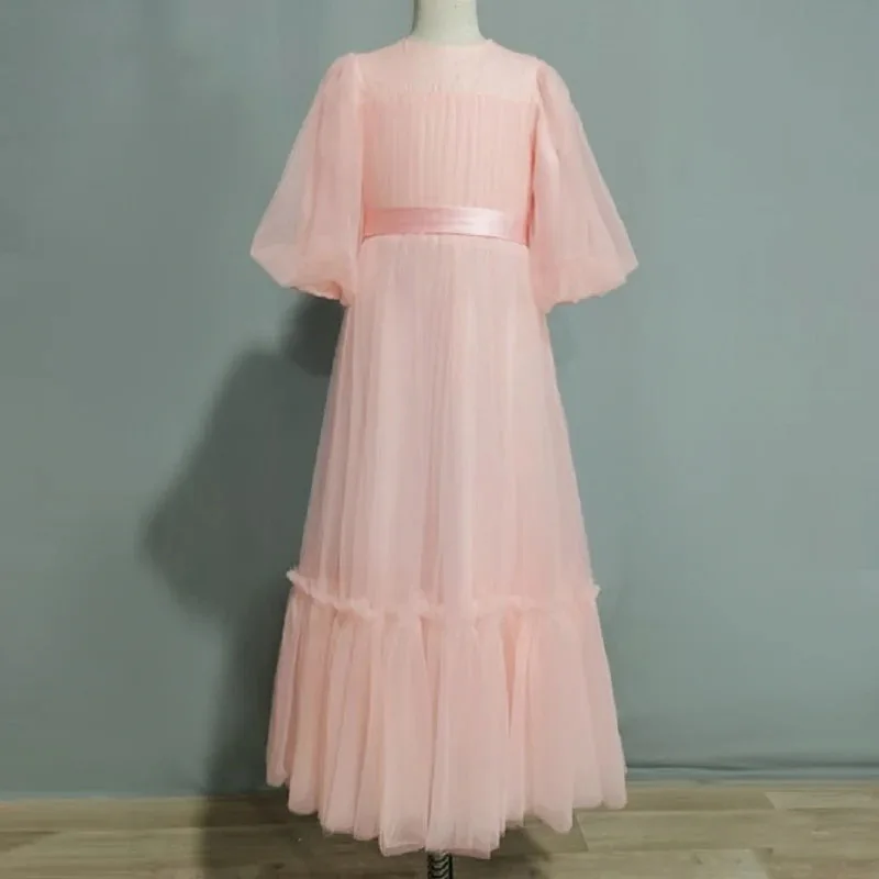 

Customized Peach Pink Flower Girl Dresses For Wedding Tulle A-Line With Bow Floor Length Elegant First Communion Bridesmaid Gown