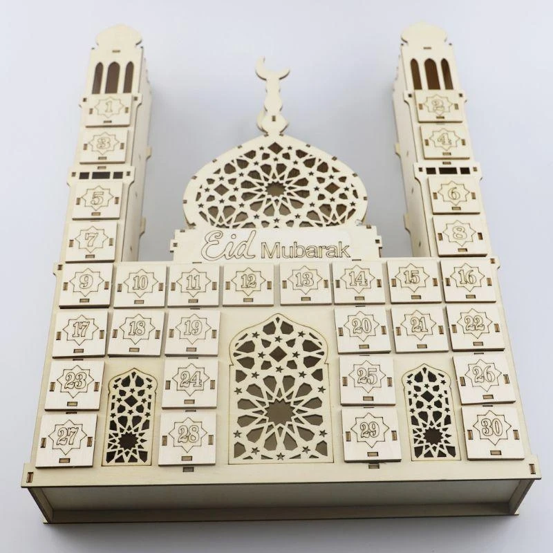 

Eid Mubarak Countdown Calendar DIY Ramadan Ornaments Wooden Drawer Party Decor C7AC