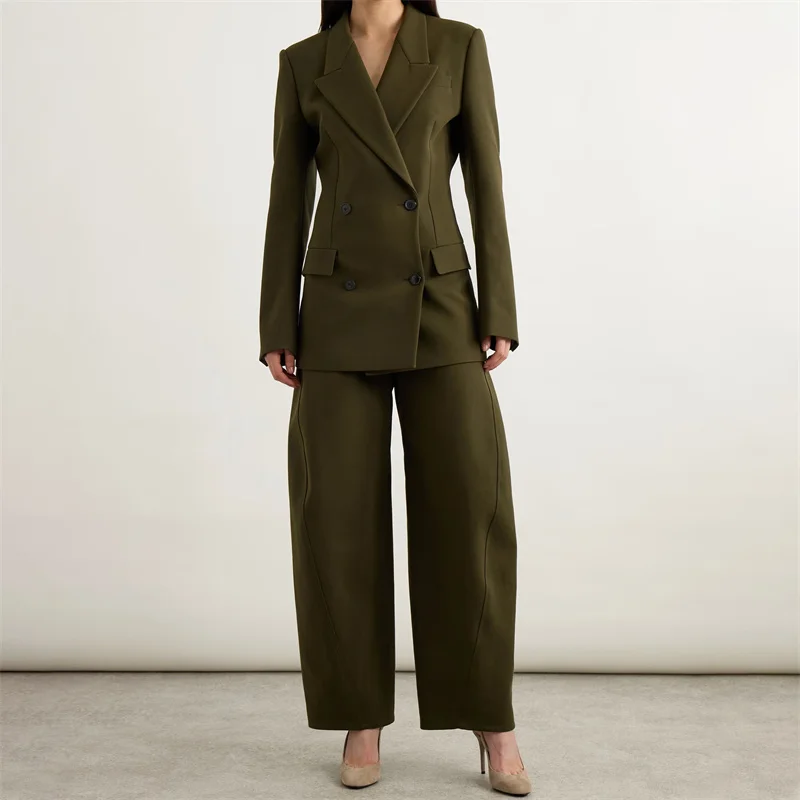 

Women's jacket New autumn 2025 double breasted slim fit lapel long sleeved top Office and leisure Women's coat y2k outerwears