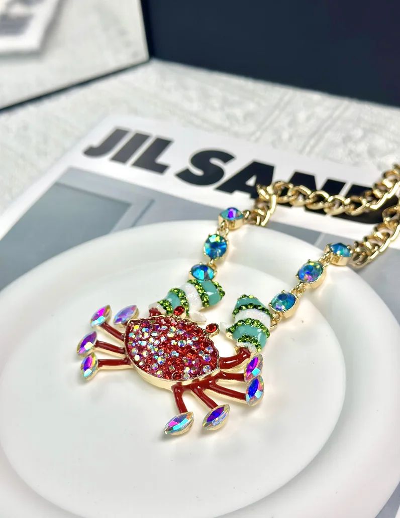 

BJ Europe and the United States 2024 Summer Trend Trend Sweet Fresh Sea Creatures Colorful Cute Crab Niche Design Hundred Neckla