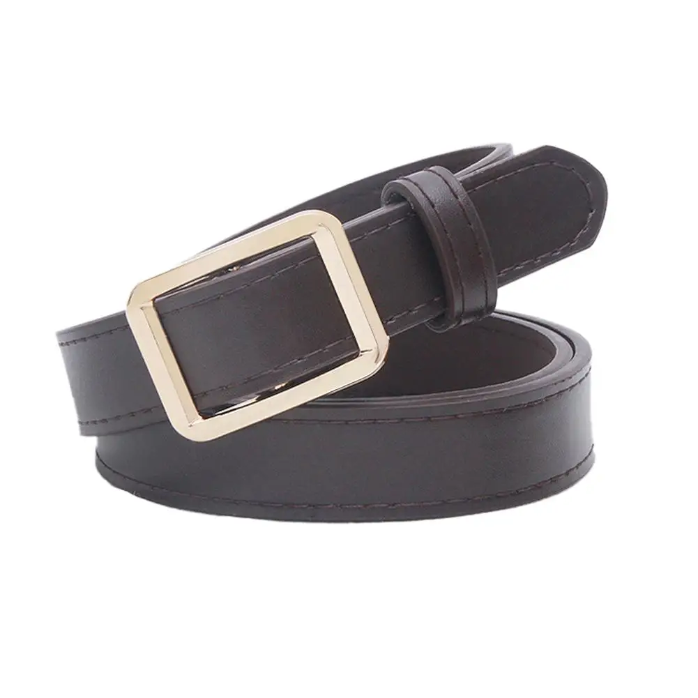 Women\'S Belt Soft Pu Leather Belt Square Buckle Pin Jeans Buckle Vintage Female Strap Strap Waist Luxury Belt Black Brand F X5M9