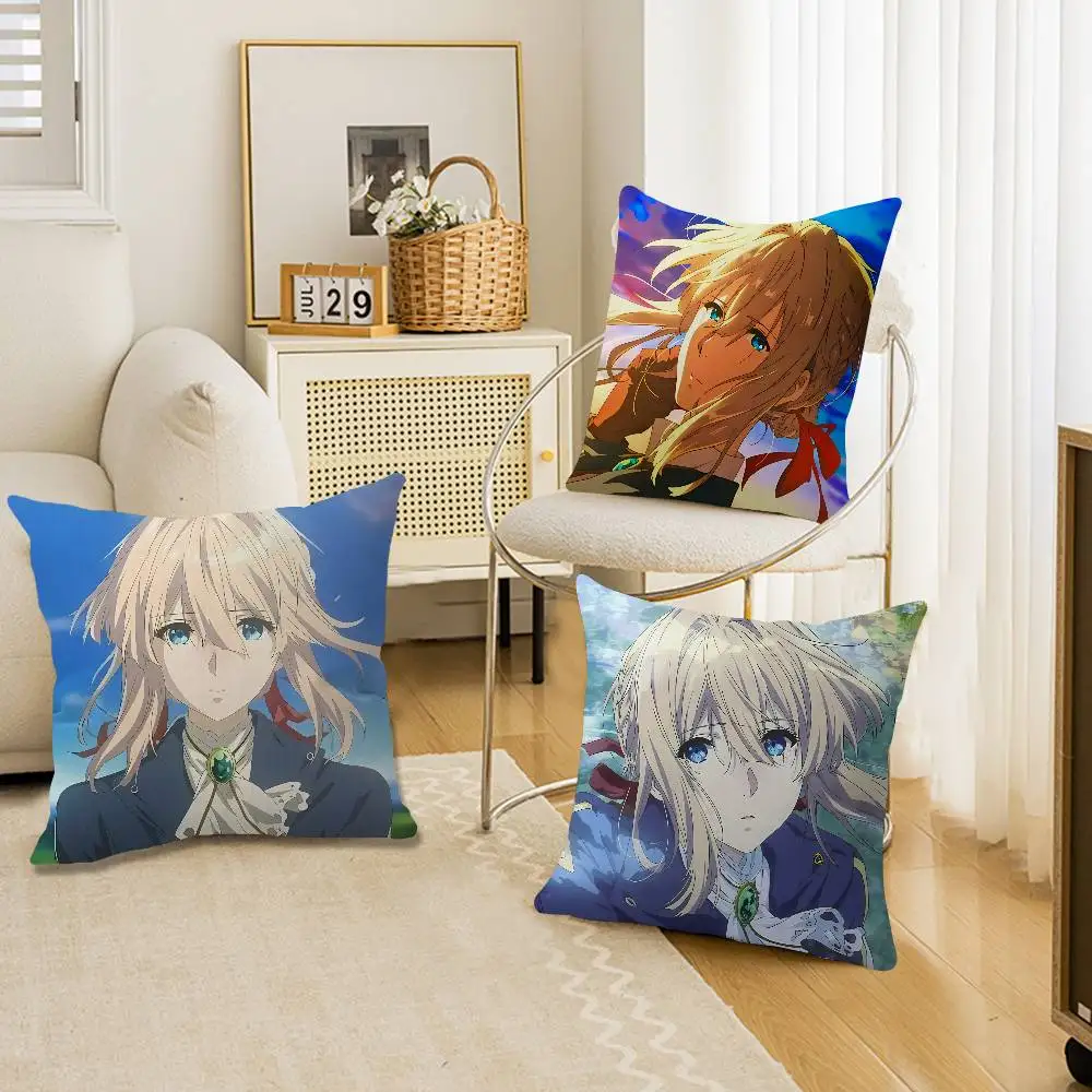 Anime Violet Evergarden Cushion Cover Pillowcase Upholstery Sofa Throw Pillow Home Decor Pillowcas