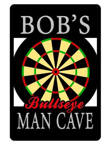 PERSONALIZED DARTS MANCAVE SIGN YOUR NAME DARTS GAME ROOM QUALITY ALUMINUM D#420