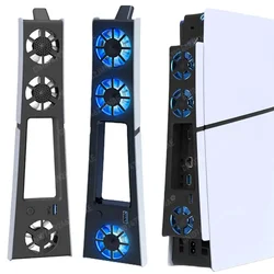 조용한 향상된 냉각 선풍기, PS5 슬림 콘솔 (디지털 디스크), LED 조명, 플레이스테이션 5 슬림용 효율적인 냉각 시스템