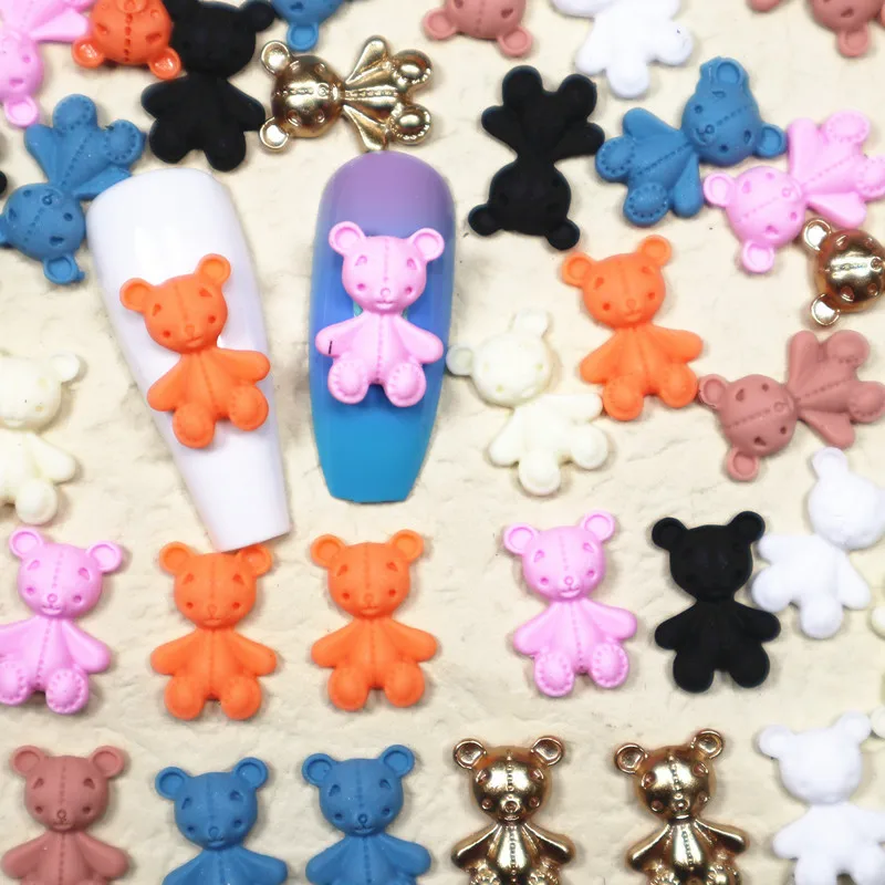 20 stücke japanische Macaron Kawaii Harz Bär Nagel kunst Charms 3d Mode Cartoon Nagel Dekorationen DIY Strass Zubehör liefert