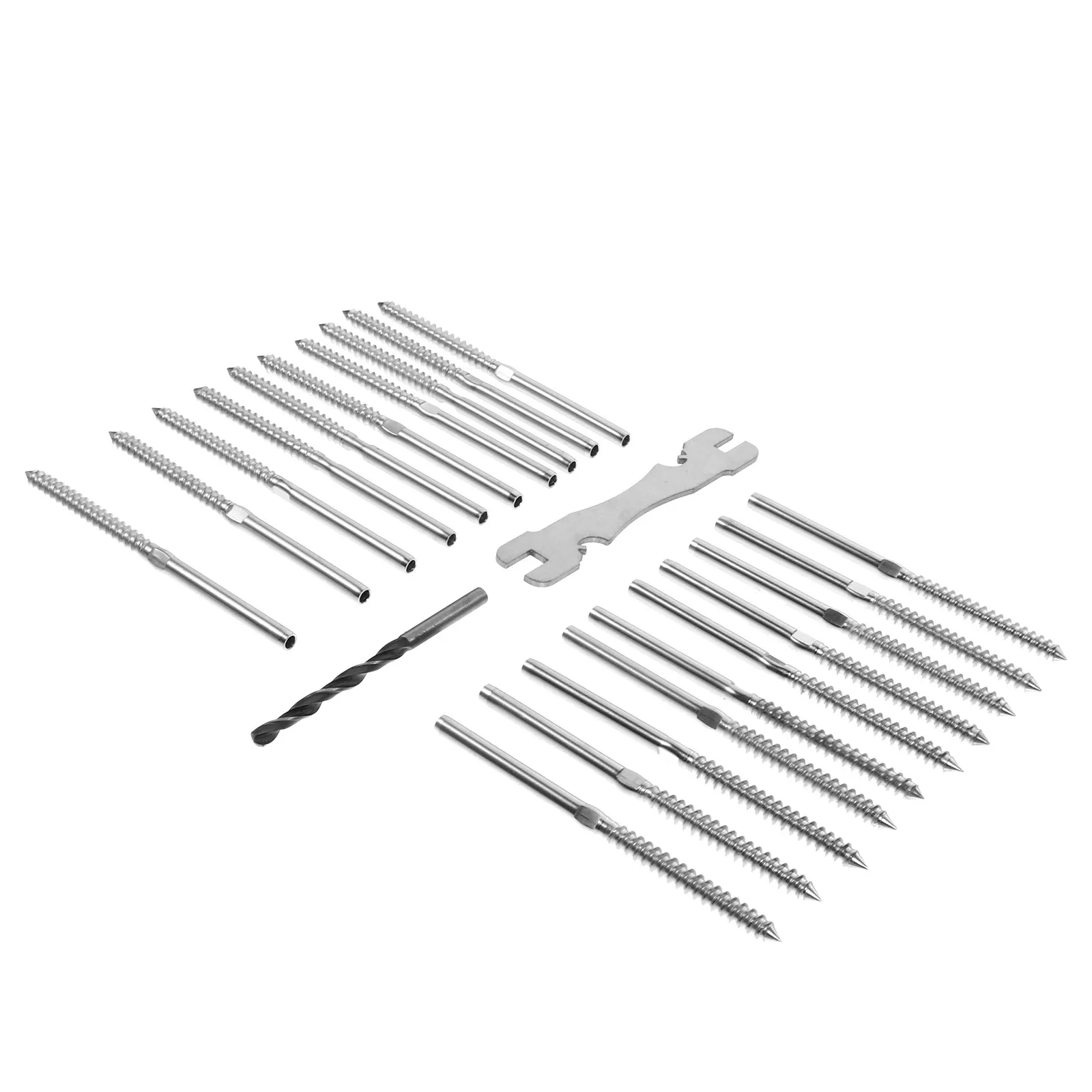 20Pcs Stainless Steel Threaded Lag Screws for Wood Post Cable Railing Left Right Thread No Turnbuckle