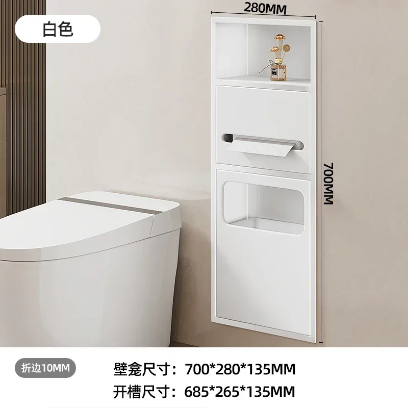 Toilet recessed toilet trash can rack bathroom 304 stainless steel niche cabinet with door finished product