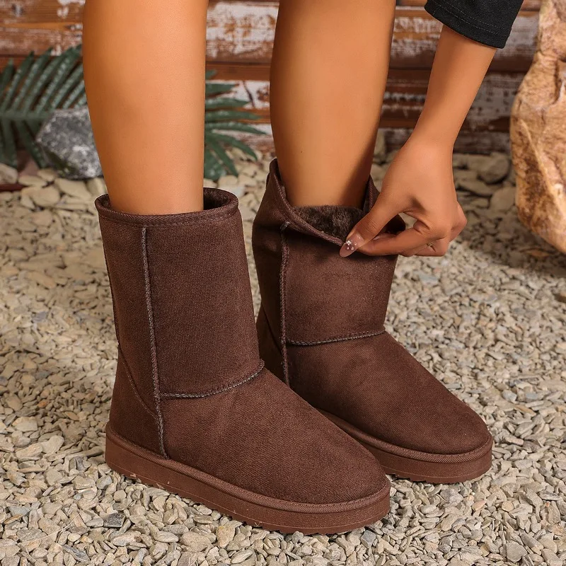 Women's 2026 New Brand Comfortable Casual Solid Color Mid-Cut Snow Boots Multifunctional Anti-Slip Warm Winter Outdoor Boots