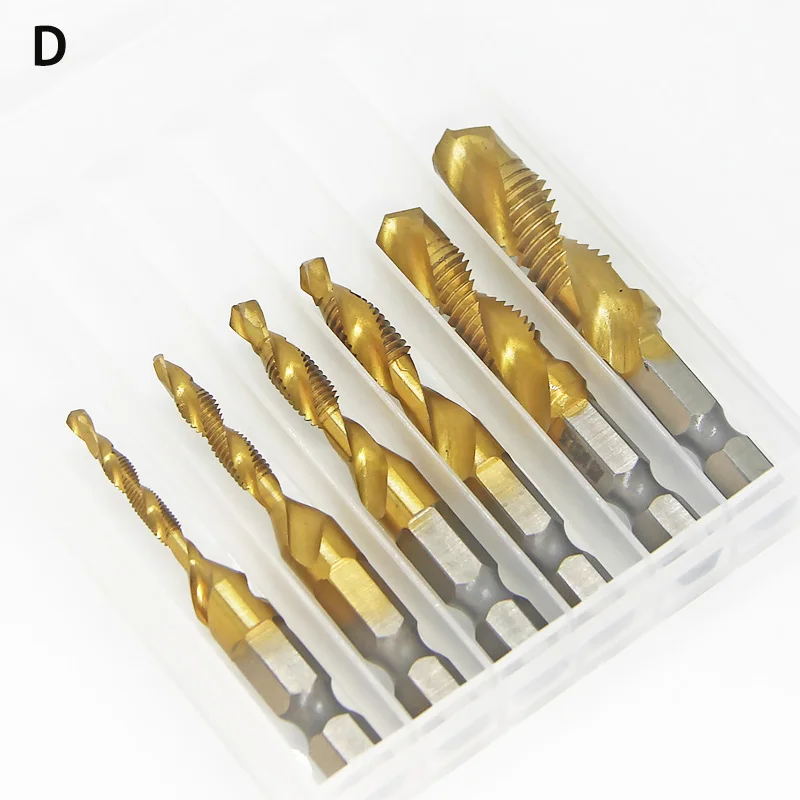 2/6/12Pcs Tap Drill Bit Hex Shank Titanium Plated HSS Screw Thread Bit Screw Machine Compound Tap M3 M4 M5 M6 M8 M10 Hand Tools