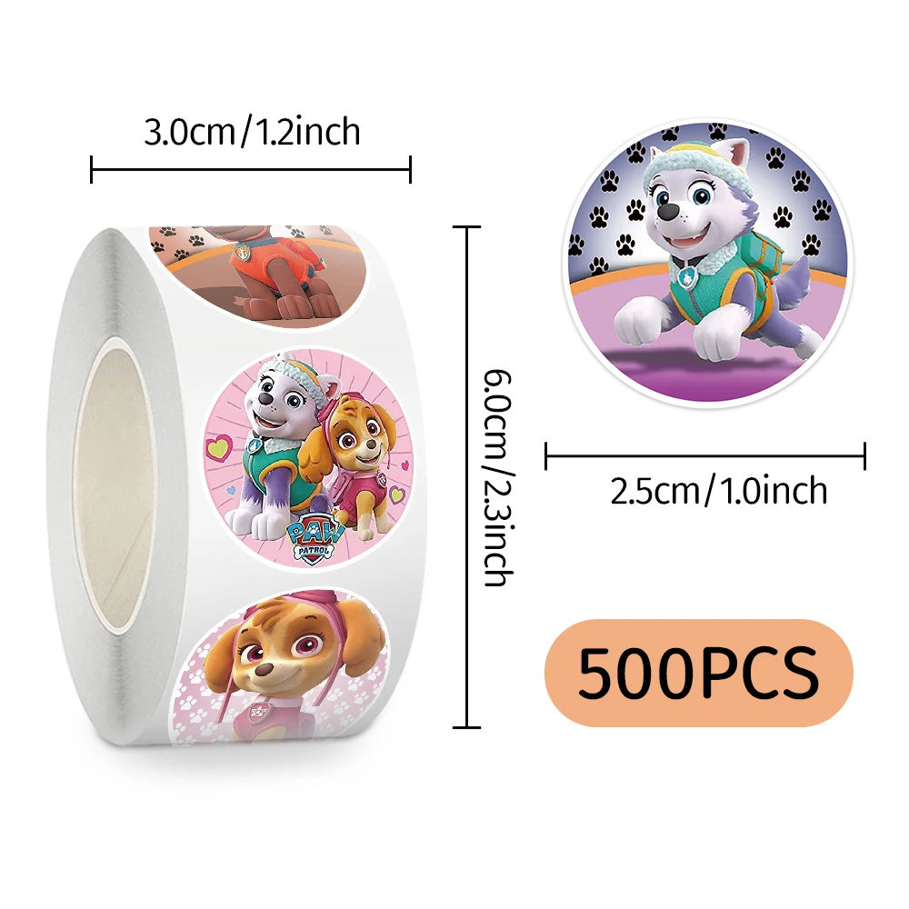 500PCS Cartoon PAW Patrol Sealing Stickers Roll Cute Ryder Marshall Anime Decals Waterproof Graffiti Phone Case Laptop Stationer