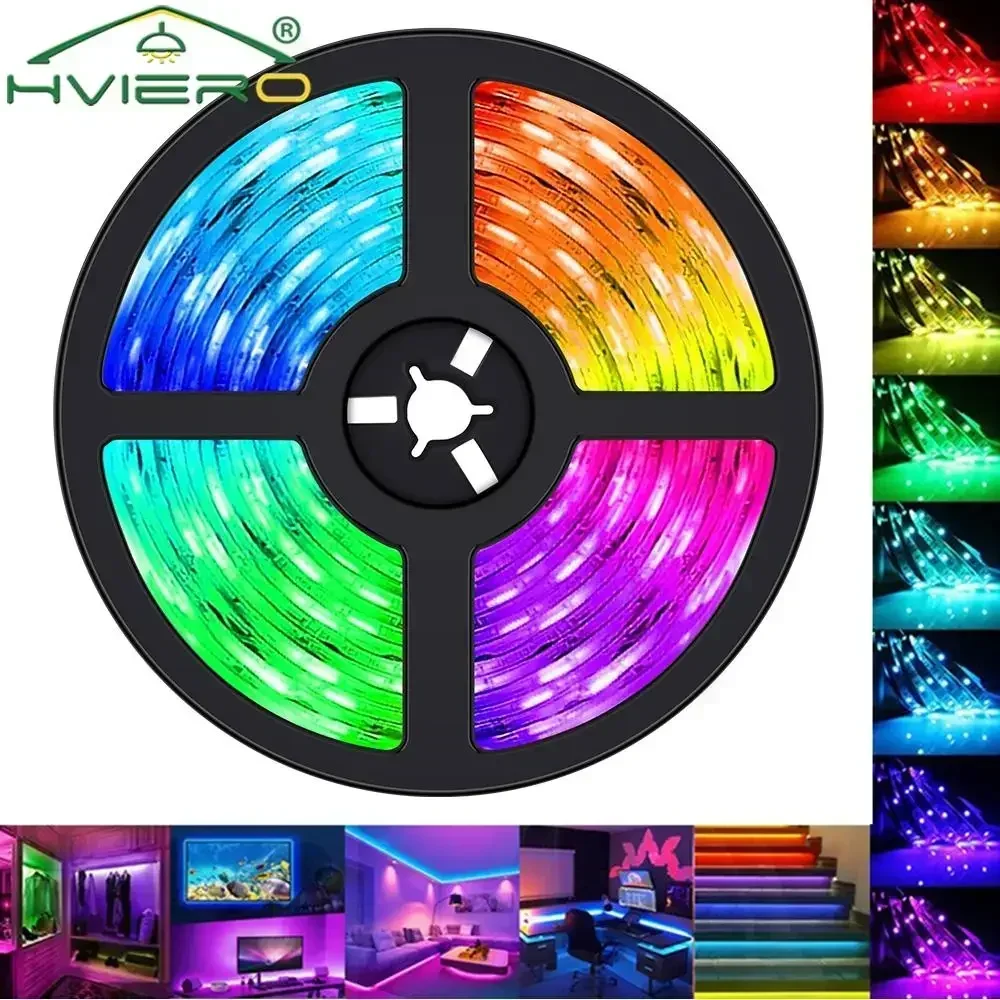 

5M 10M LED Strip 2835 RGB LEDs Light Flexible Ribbon DC 12V Backlights Night Lighting Diode Tape 44key IR Controller Adapter Set