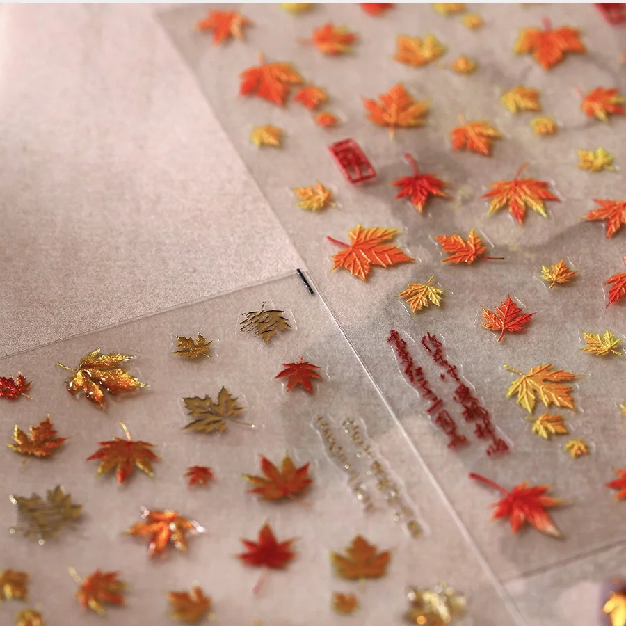 Forest Stickers Nails Decor Maple Leaf Pattern Self Adhesive Nail Art Sticker DIY Manicure Decals