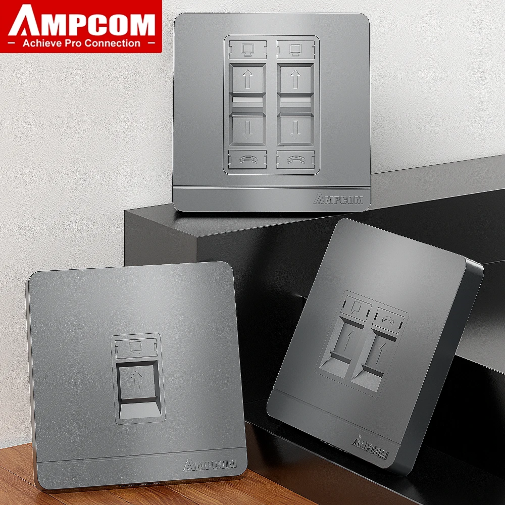 Płyta czołowa AMPCOM RJ11 RJ45, gniazdo ścienne płyta ścienna płyta czołowa 1-portowy 2-portowy 4-portowy Panel gniazdo telefoniczne gniazdka sieciowego