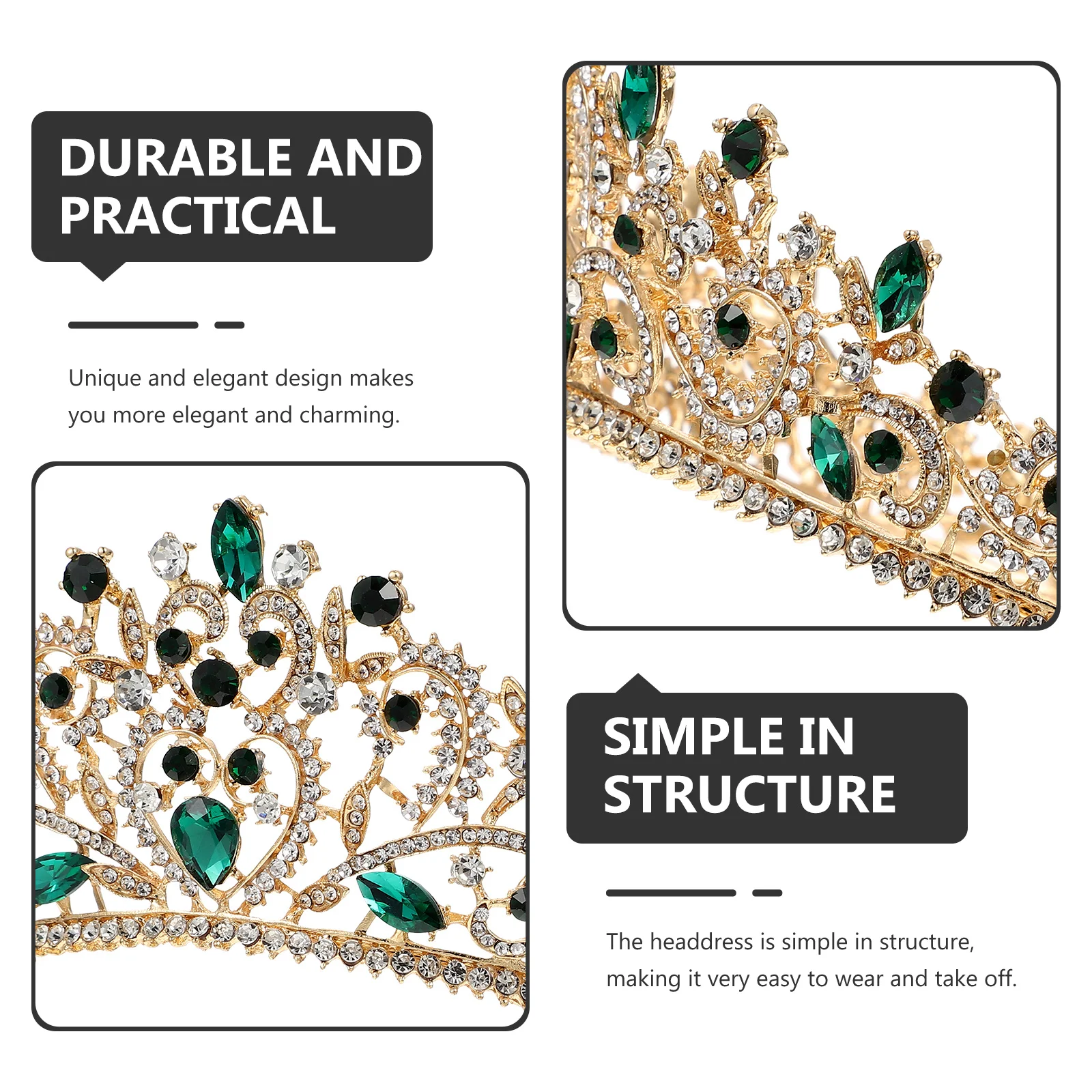 

Bridal Rhinestone Tiara Elegant Wedding Crown Bride Headpiece Shiny Rhinestone Bride Tiara Headdress for Women