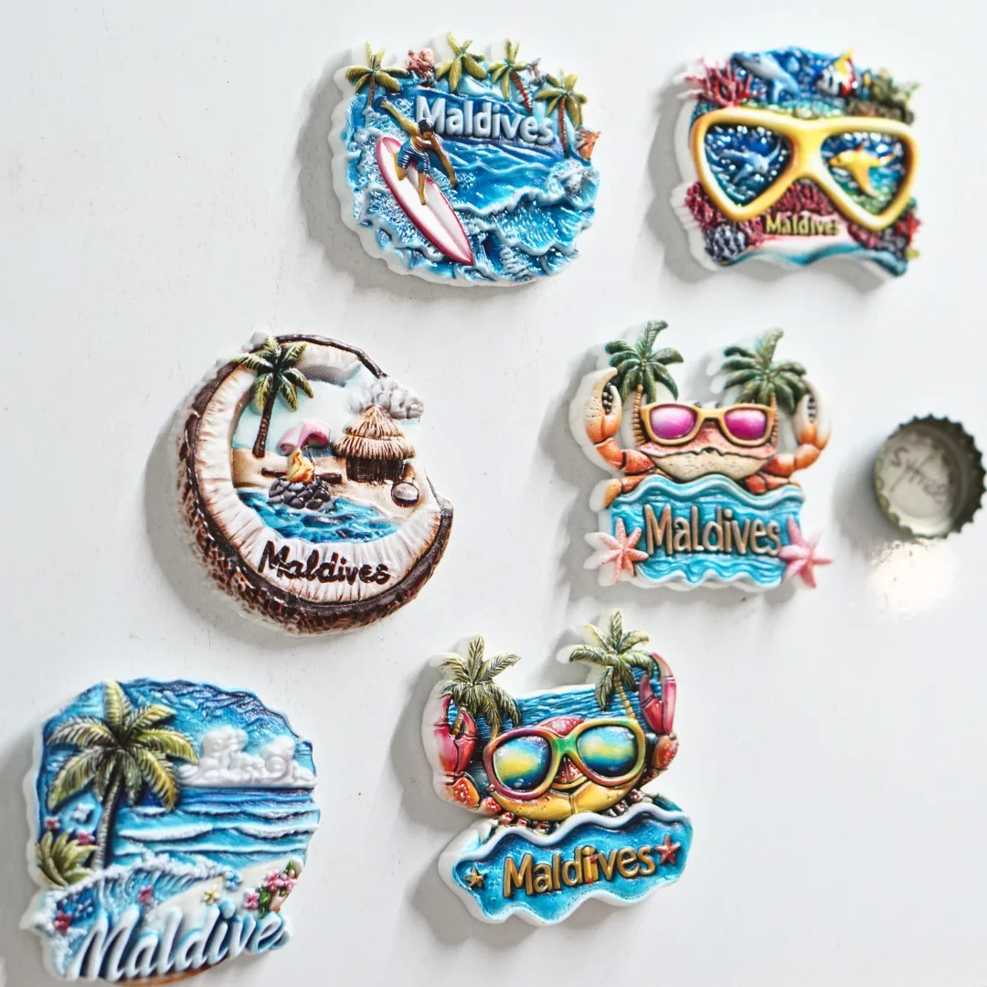 قطعة واحدة، مغناطيس ثلاجة مالديف، مغناطيس ثلاجة المناظر البحرية، مغناطيس ثلاجة المحيط، مغناطيس ثلاجة مشهد جزر المالديف، ثلاجة شجرة جوز الهند #1