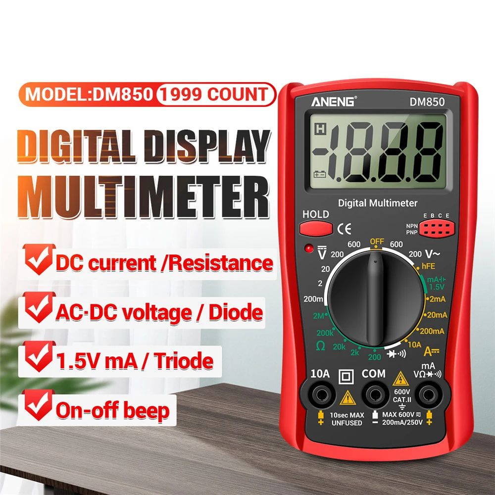 multimetro digital auto ac dc testador votage corrente ohm amperimetro sonda de teste ferramenta detector profissional para eletricista 1999 01