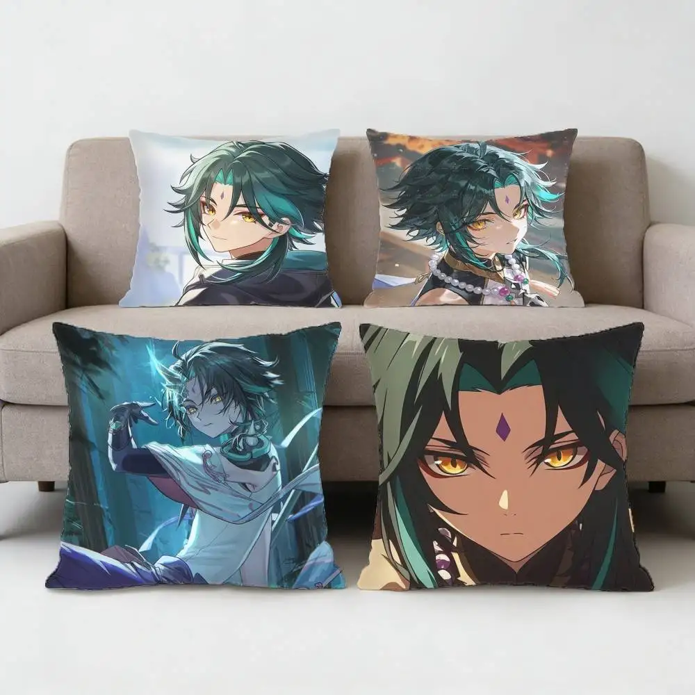 

Genshin Impact Xiao Pillow Case Sofa Living Room Bedroom Headboard Backrest Cushion Square Cushion Nap Time