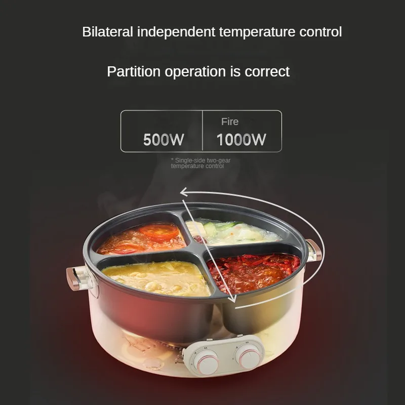 220V 4 Flavor Electric Hot Pot 6L Household Multifunctional Food Cooking Machine Hotpot Multi Cooker