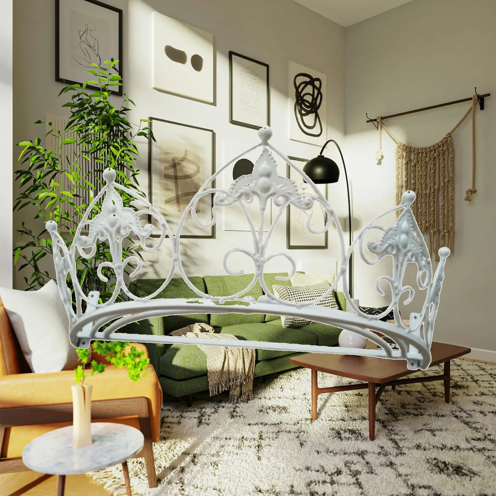 Crown Bed Canopy Frame Wall Mount for Bedroom Cute Princess Bed Canopy Stand