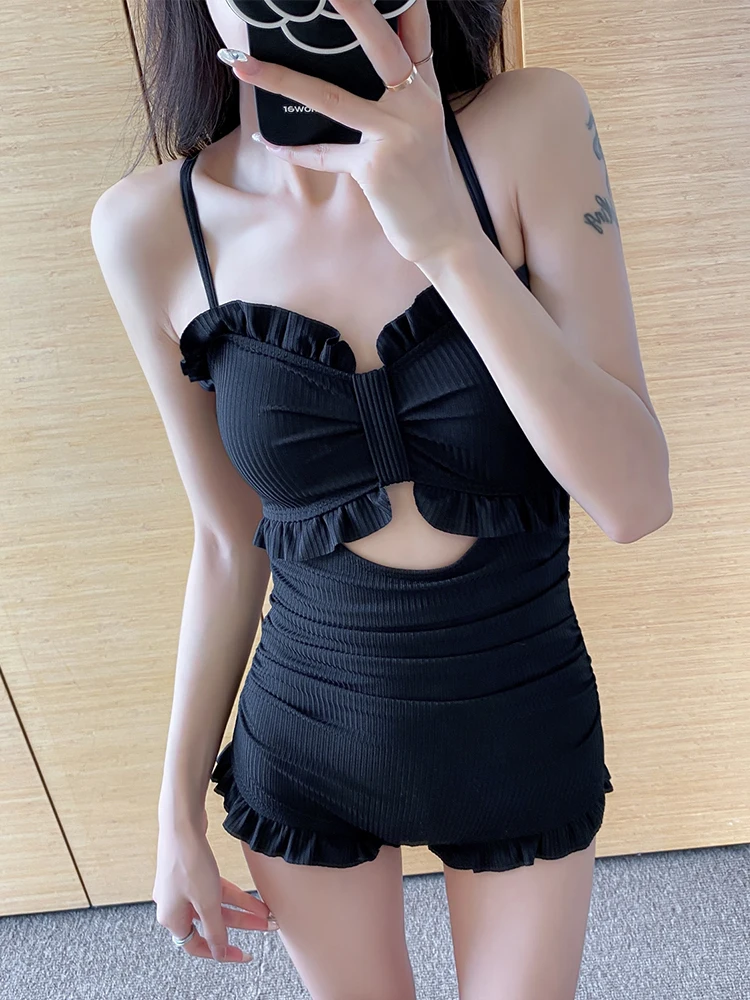 Yarn Swimsuit Female Summer Conservative Covered Belly Slim and Sexy Backless New Conservative Student Hot Spring Swimwear