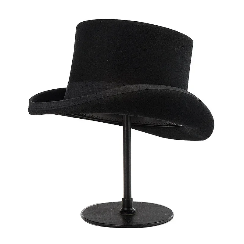 Top Hat for Men Women Winter Fedoras Wool Top Hat Flat Mad Hatter Top Hat Traditional Magic High Top Hat Party Costume Accessory