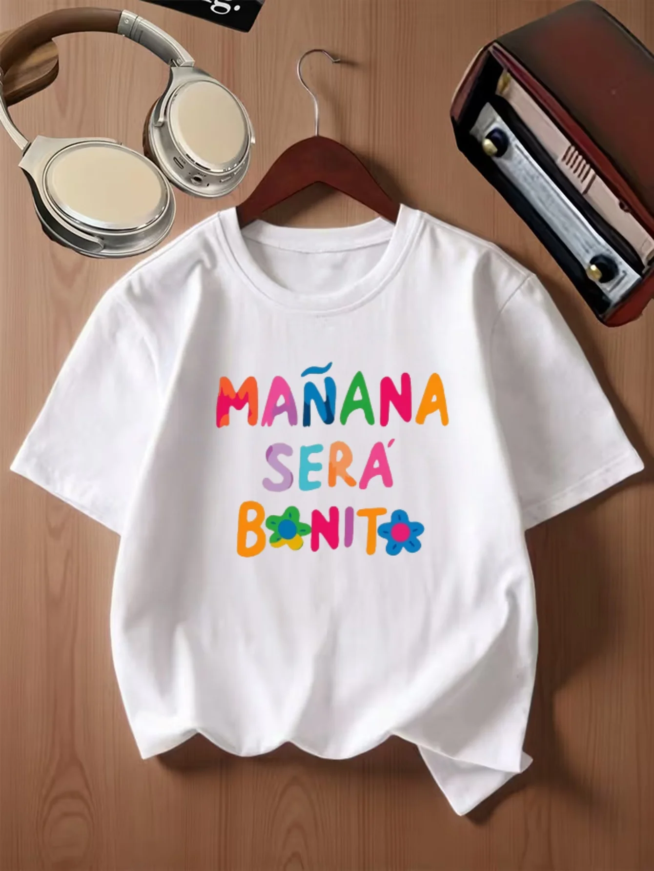 Vibrant Manana Sera Bonito Spanish Text Flower Design Print Kids T Shirt Boys Girls Family Matching Summer Crew Neck Casual Tee