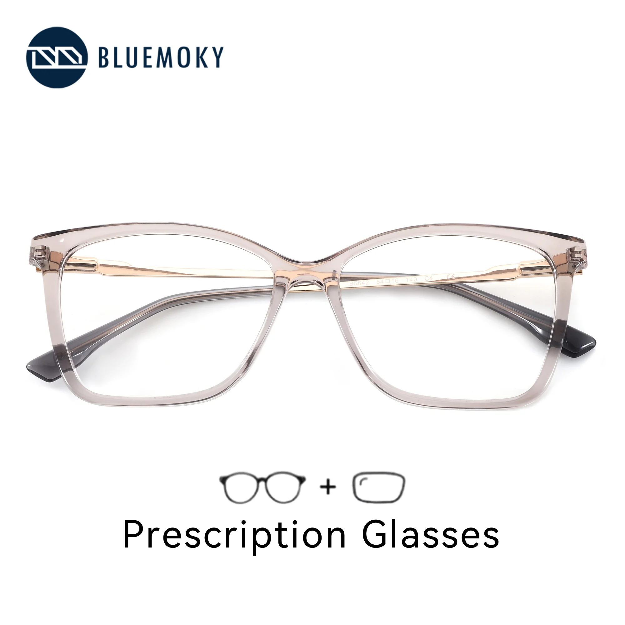 BLUEMOKY Modish Rectangle Acetate Prescription Eyeglasses For Women Photochromic Custom Optical Lenses Blue Light Myopia Eyewear