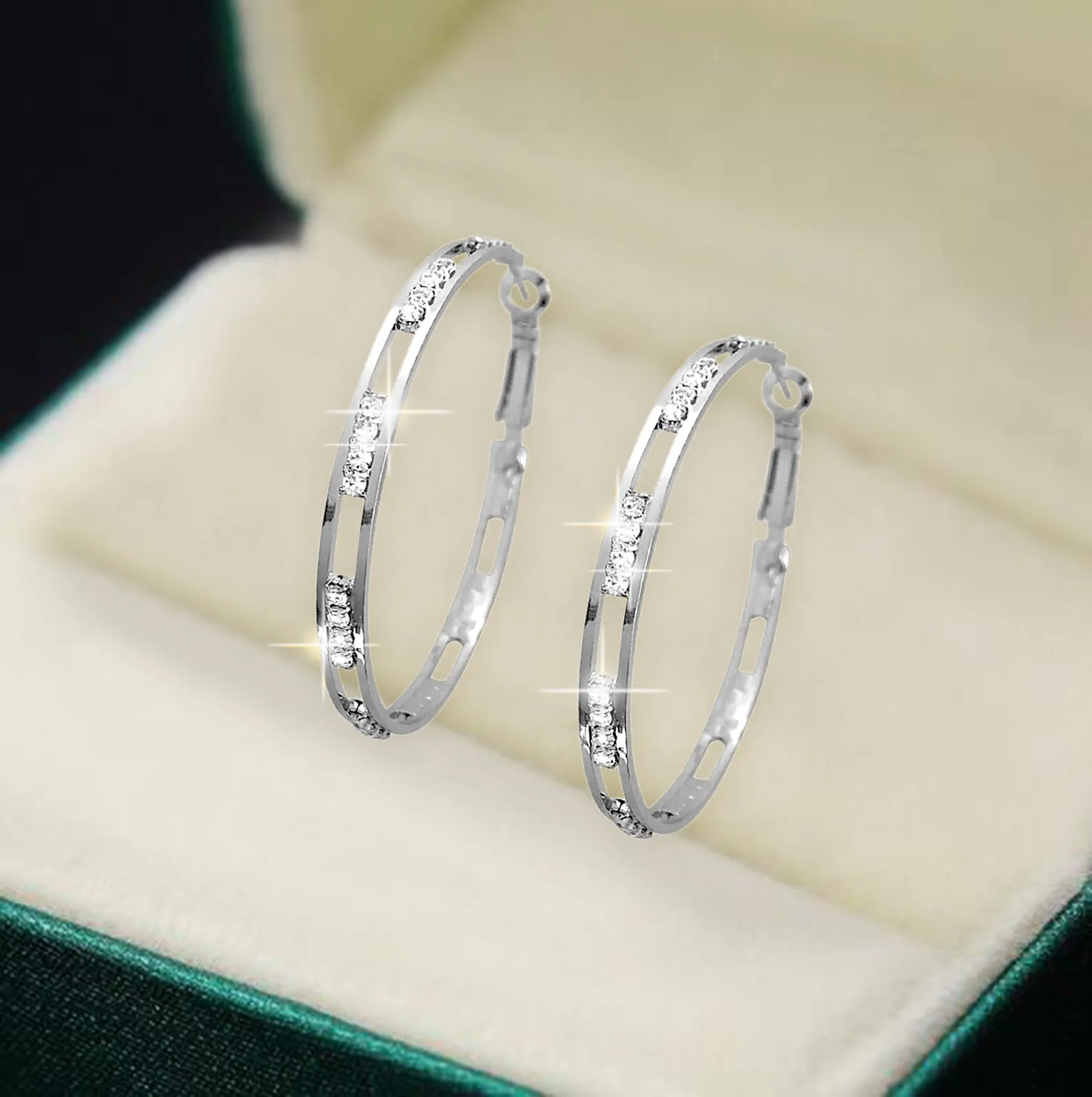 أقراط حجر الراين ذات الأطواق الكبيرة للنساء ، متدلية رفيعة ، أنيقة ، إكسسوارات قلم رصاص ، زفاف ، زوج واحد