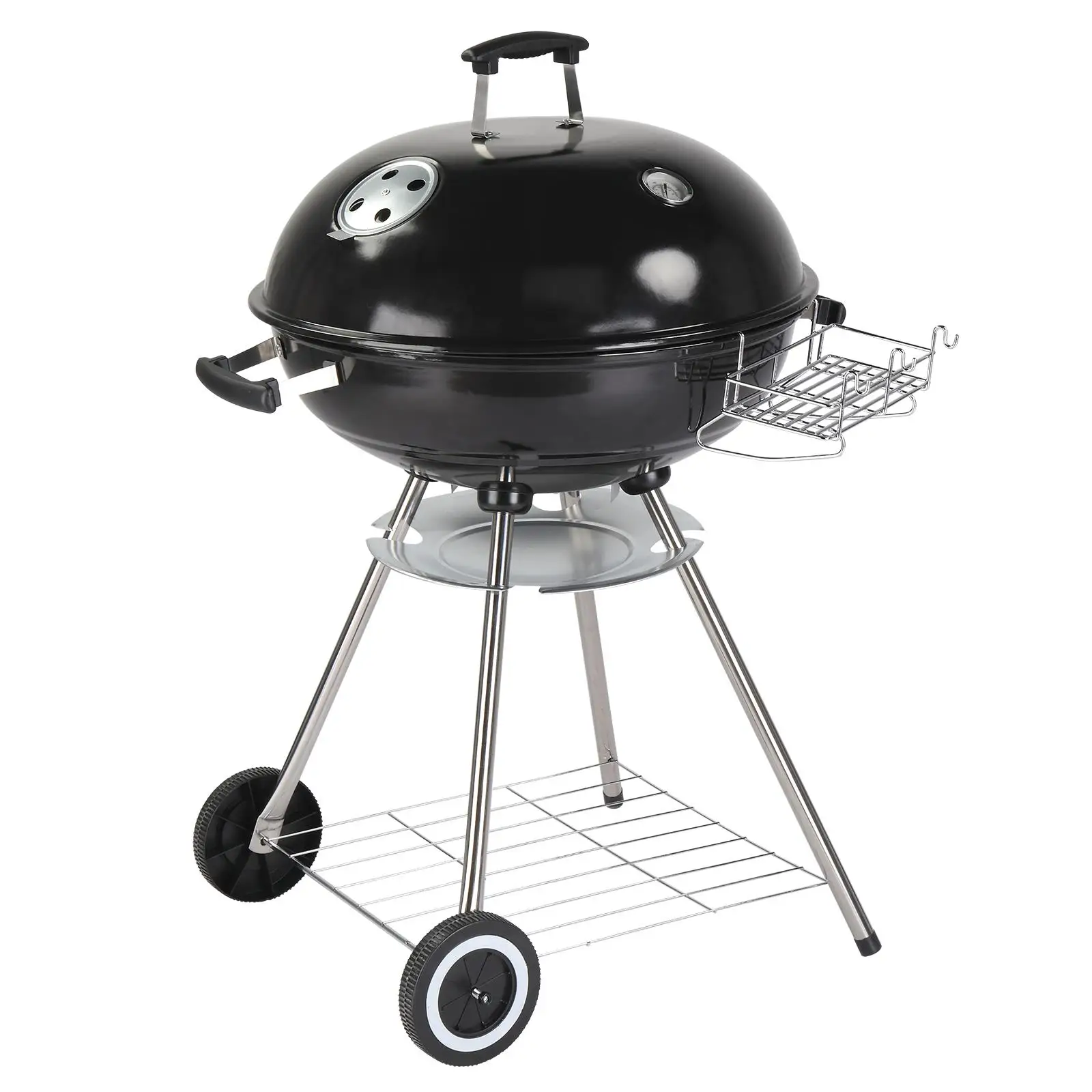 

28-Inch Portable Charcoal Grill with Wheels, Storage Holder, Thermometer & Ash Catcher - Perfect for outdoor Camping & Picnics