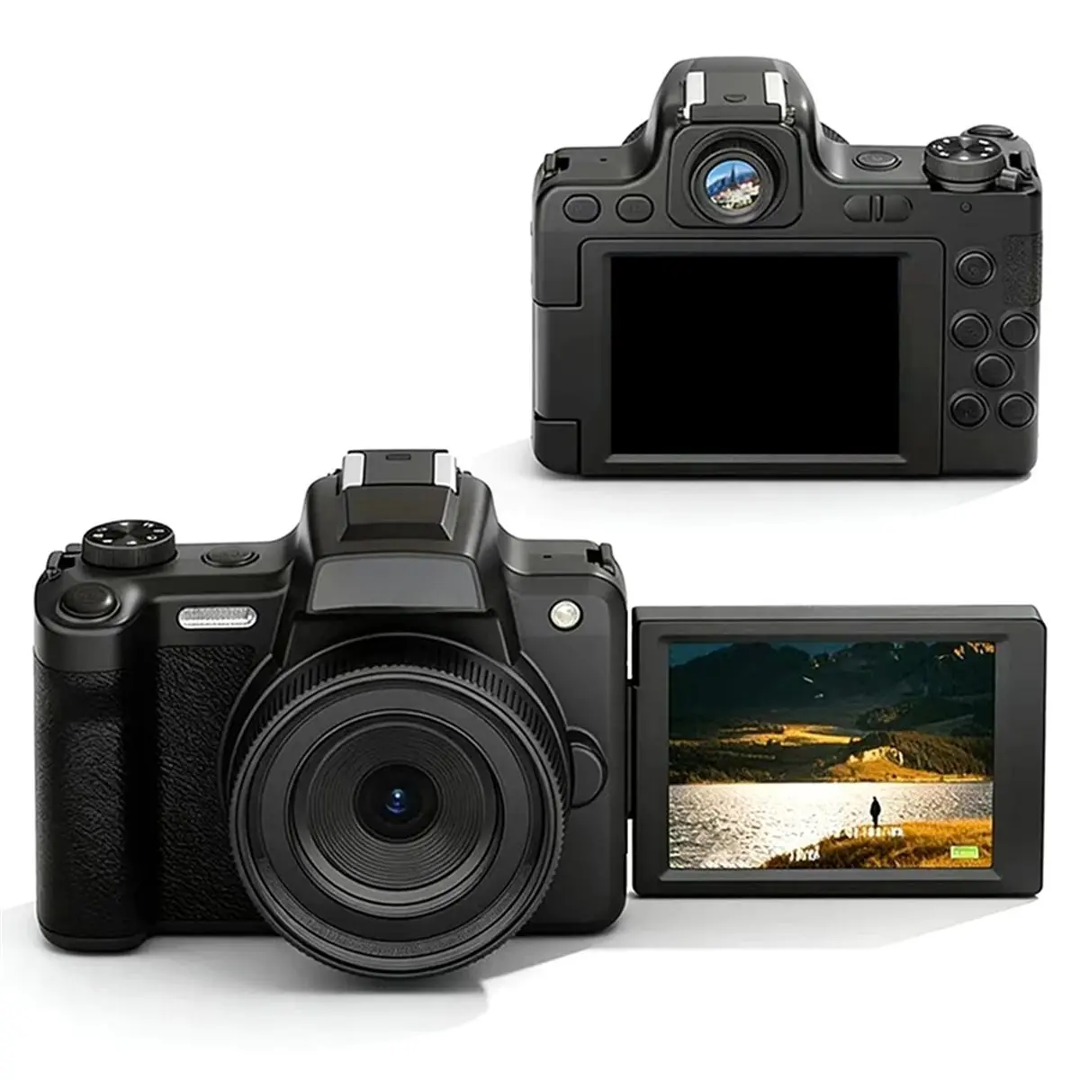 11·11COUPON 68MP HD Digital Camera with Flip Screen Viewfinder Knob & Beauty Function DSLR Digital Camera for Vlogging Recorder