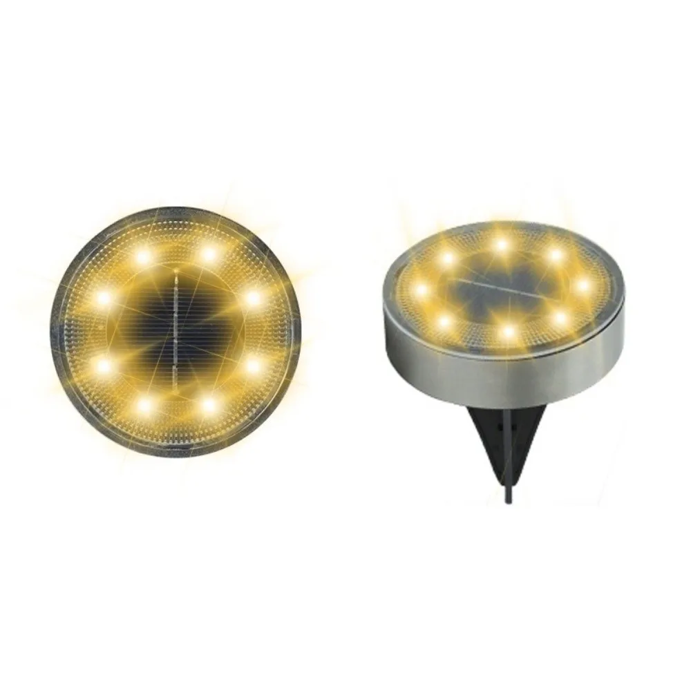 

8-диодный уличный солнечный светильник IP68, водонепроницаемый, на солнечной энергии, встраиваемый в грунт, для сада, из нержавеющей стали, светодиодный наземный светильник