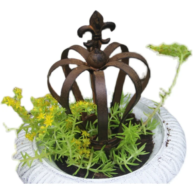 ريفي الحديد تاج الزخرفية حصة خمر حديقة صغيرة زخرفة لزهرية فناء ديكور تاج تحت عنوان حديقة حصة ديكور