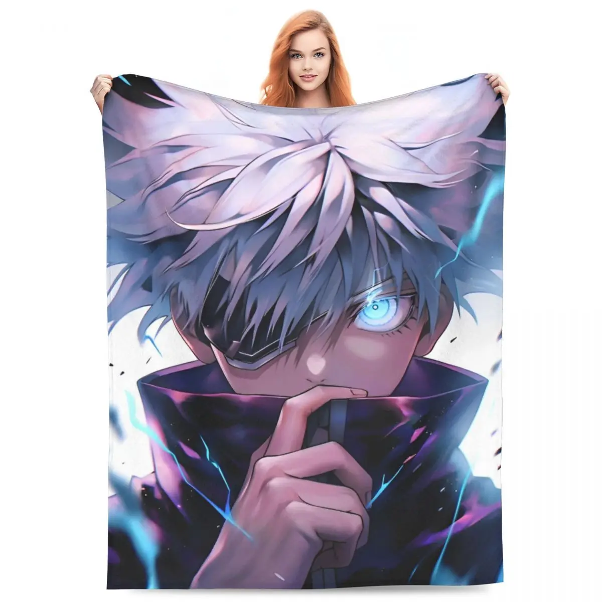 Jujutsu Kaisen Gojo Satoru Blanket Fleece Novelty Soft Throw Blanket for Home Restaurant Spring Autumn